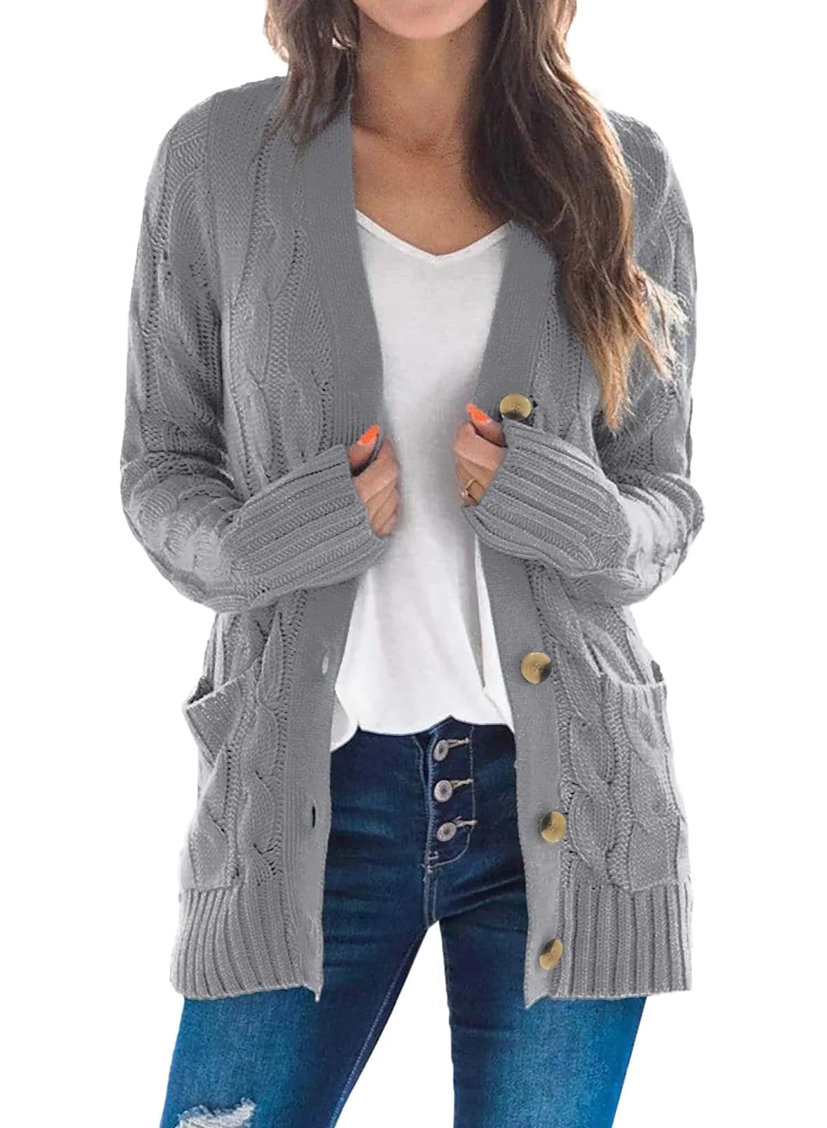 Womens Gray Sweater Fall Winter Cardigans for Women Ligghtweight Cardigan for Women
