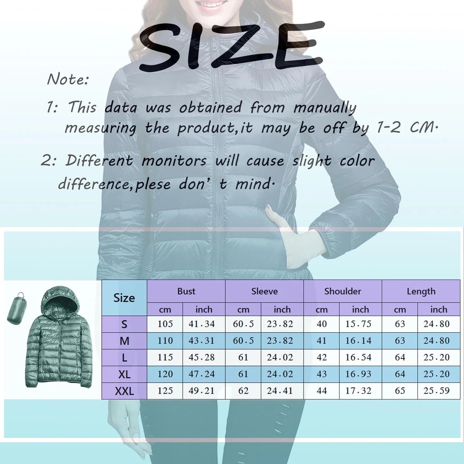 Women'S Packable down Jacket Lightweight Puffer Jacket Hooded Winter Coat Black Xl