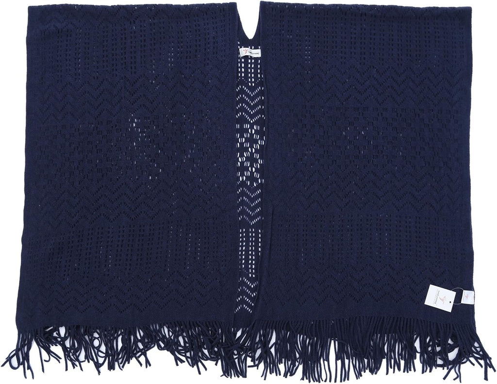 Knit Shawl Wrap for Women - Soul Young Ladies Fringe Knitted Poncho Cardigan Cape