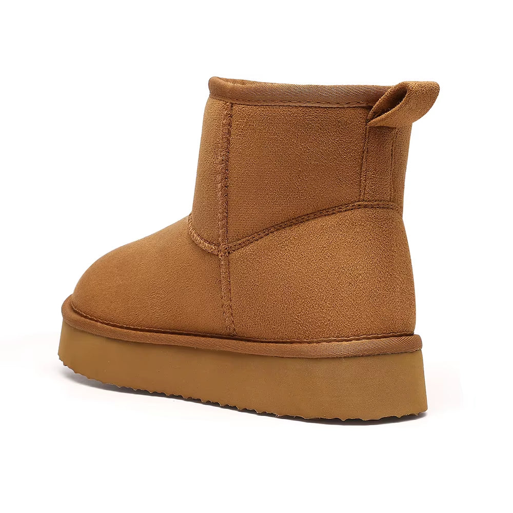 Smile Winter Trendy Snow Boots Women Warm Plush Snow Boots Waterproof and Non-Slip Mid-Top Thick Sole Snow Boots Fashion Boots