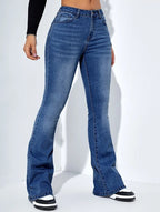 Women'S Slim-Fit Jeans Pants with Flared Design Fashion Casual High Waist Stretch Trousers