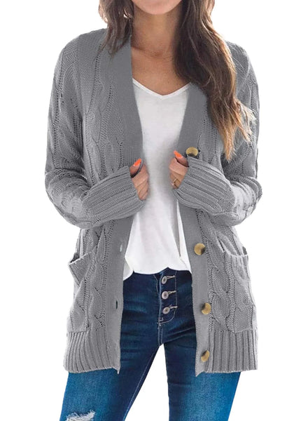 Ladies Gray Sweater Fall Winter Cardigans, Lightweight Cardigan for Ladies