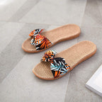 Womens Cozy Indoor Cotton Flax Home Slippers Non-Slip Casual Sandals