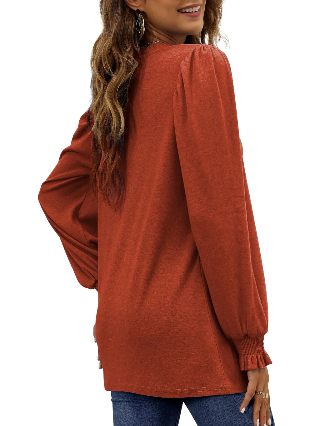 Blouses for Women Dressy Puff Sleeve Tunic Tops Casual Fall Shirts
