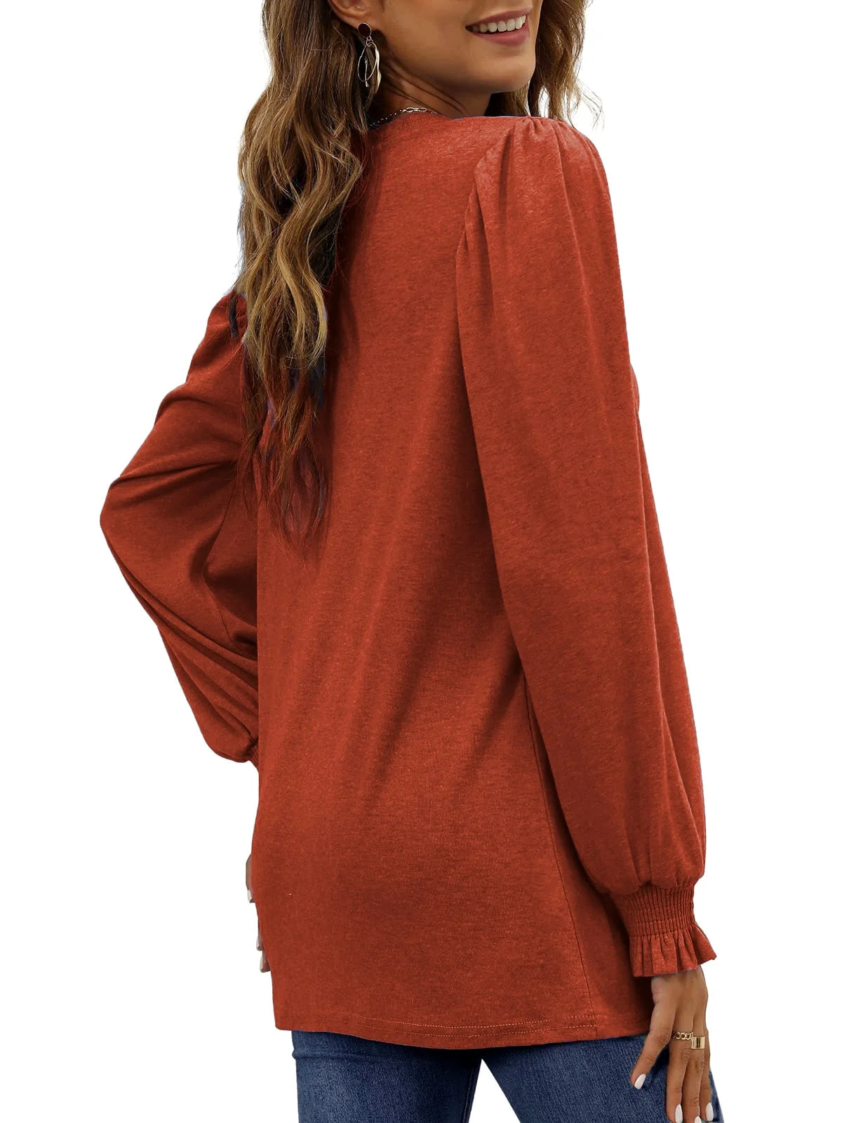 Blouses for Women Dressy Puff Sleeve Tunic Tops Casual Fall Shirts