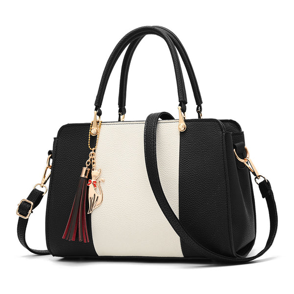 Ladies Contrasting Color Shoulder Handbag