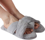 Cozy Slippers Women'S Light House Indoor Slippers Fuzzy Cross/Open Toe Slippers