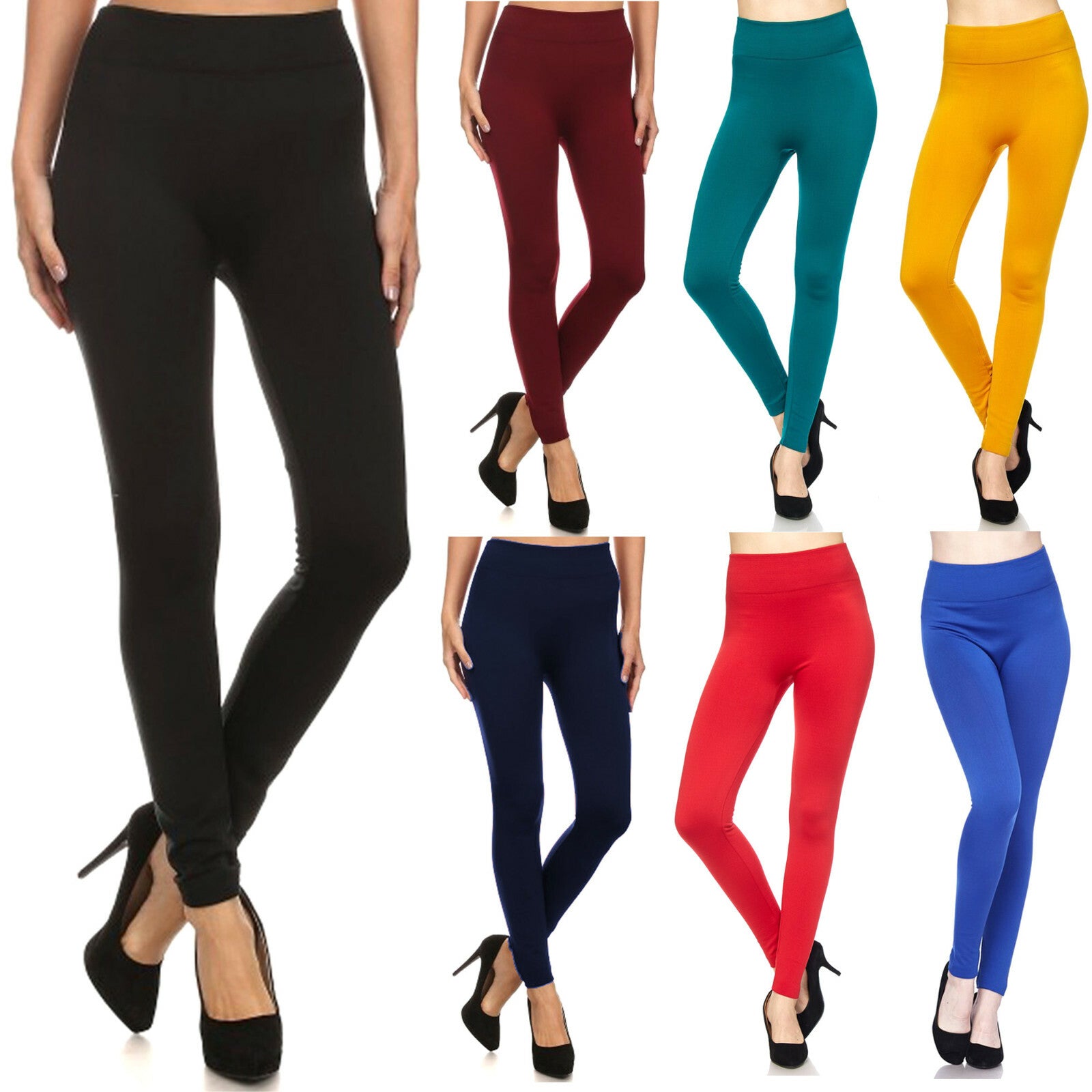Warm FLEECE LINED LEGGINGS Thick Thermal Solid High Waisted Winter