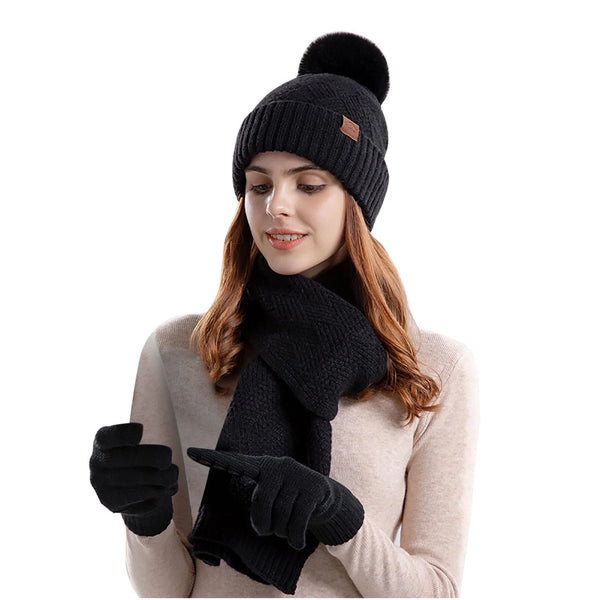 Hat Scarf and Gloves Set for ladies, Winter Warm Scarfs, Gloves, Hat Combo Accessories for Ladies