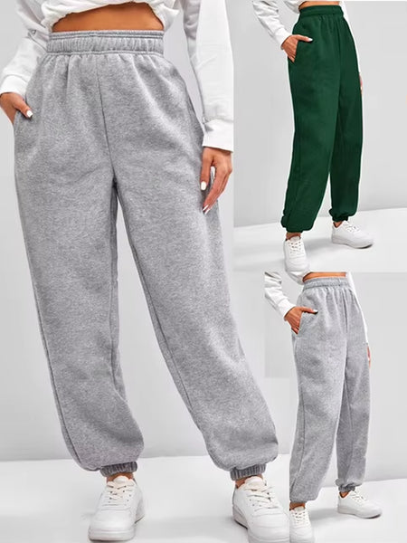 Comfortable High Waist Sweatpants for Ladies Stretchy and Soft Everyday Pants with Elastic Waistband