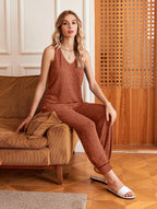 Womens Pajamas Sets V Neck Tank Tops and Long Pants Two Piece Lounge Sets Summer Oufits Loungewear