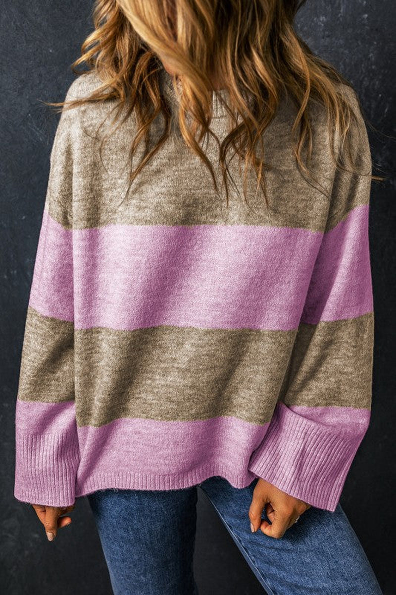 Renata Stripe Crew Neck Wide Sleeve Colorblock Swe
