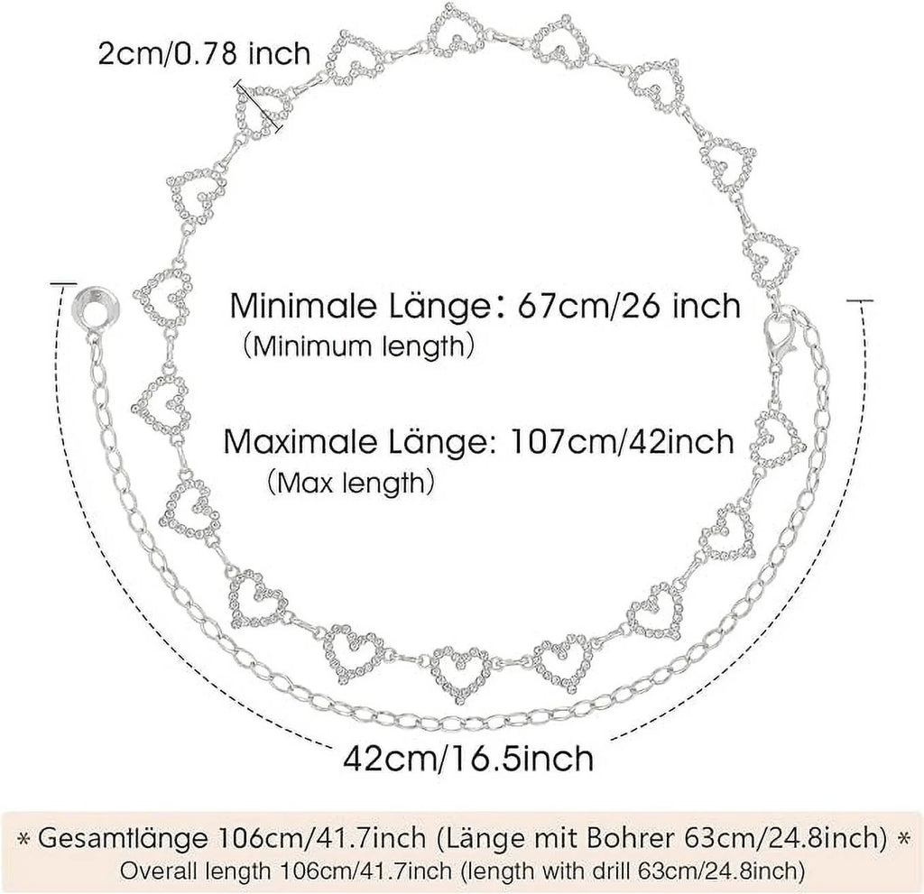 Waist Chains Belts for Women - Rhinestone Gold Silver Chain Belts for Dresses