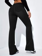 Women'S Slim-Fit Jeans Pants with Flared Design Fashion Casual High Waist Stretch Trousers