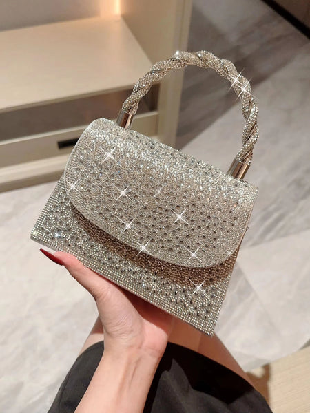 A Shiny Diamond Flap Evening Bag Ladies  Handbag Romantic Wedding Bag Banquet Bag Evening Bag Party Bag Prom Bag Party Handbag Bridal Bag Chain Bag