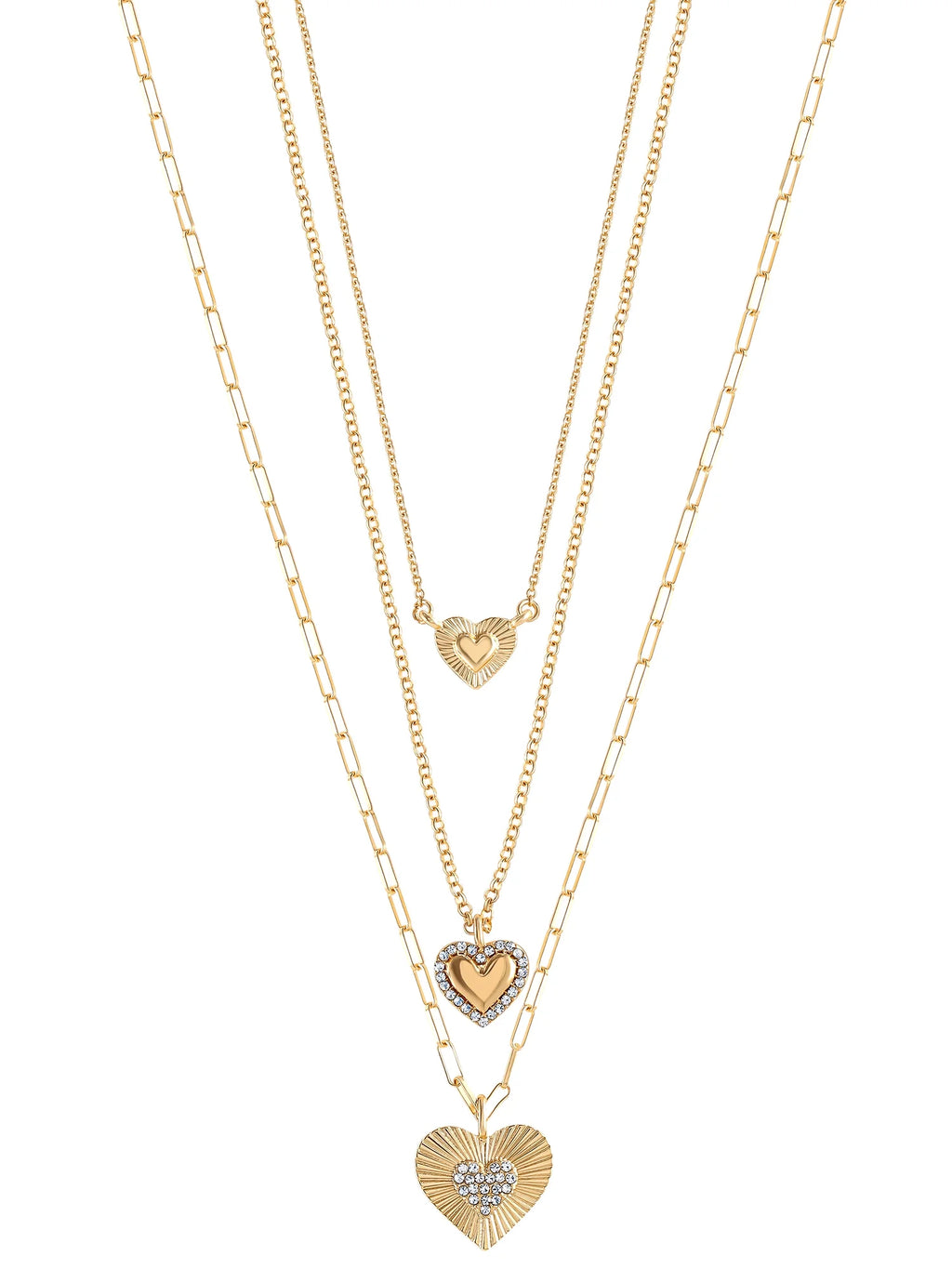 Fashion Gold Metal Layer Heart Necklace
