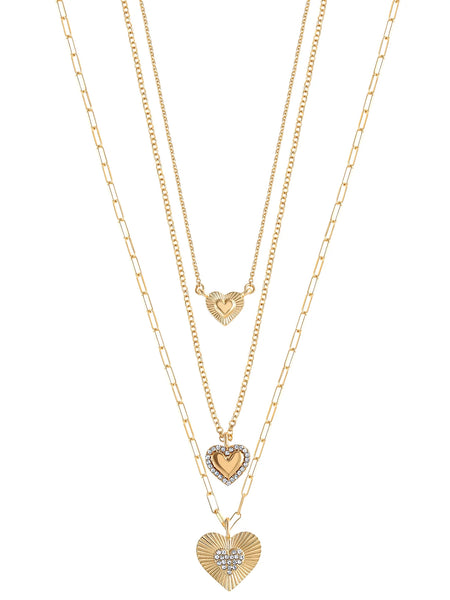 Fashion Gold Metal Layer Heart Ladies Necklace Jewelry