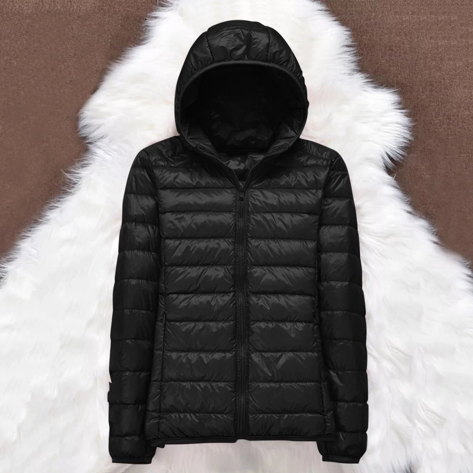 Women'S Packable down Jacket Lightweight Puffer Jacket Hooded Winter Coat Black Xl