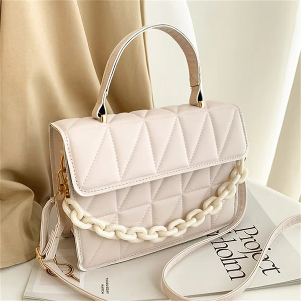Fashion Plaid Ladies Shoulder Bag Chain Crossbody Bags Brand Designer Trendy Female Handbags and Purses Small Flap Top Handle Bag
