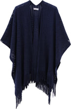 Knit Shawl Wrap for Women - Soul Young Ladies Fringe Knitted Poncho Cardigan Cape