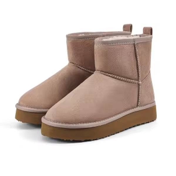 Winter Trendy Snow Boots Ladies Warm Plush Snow Boots Waterproof and Non-Slip Mid-Top Thick Sole Snow Boots Fashion Boots