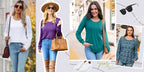Pleated Blouses for Women Dressy Casual Long Sleeve Shirts Fall Tunic Tops