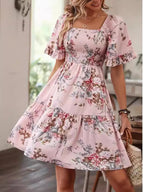 Women'S Fashion Printed Short Sleeve Dress