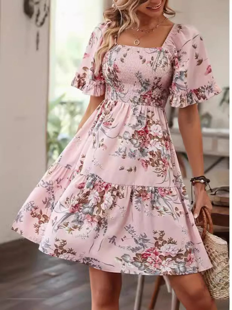 Women'S Fashion Printed Short Sleeve Dress