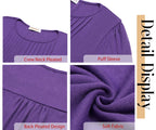 Pleated Blouses for Women Dressy Casual Long Sleeve Shirts Fall Tunic Tops