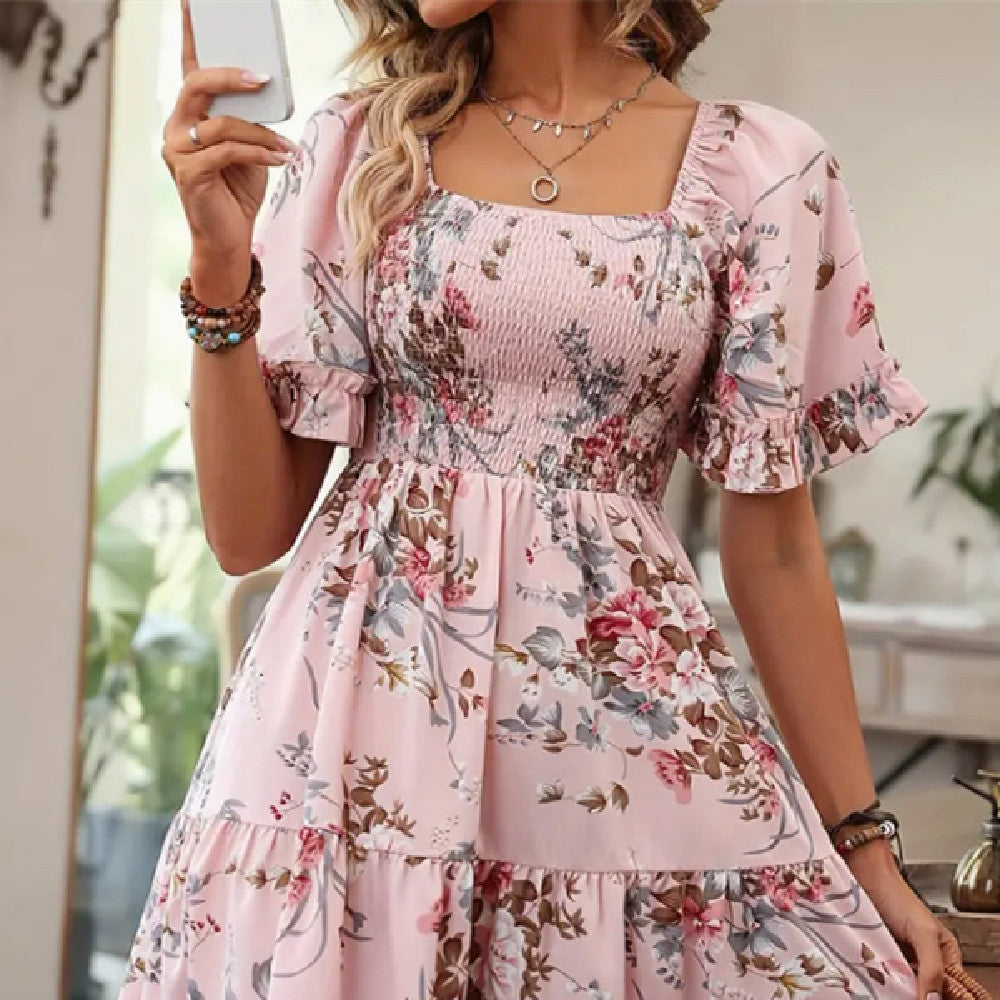 Women'S Fashion Printed Short Sleeve Dress