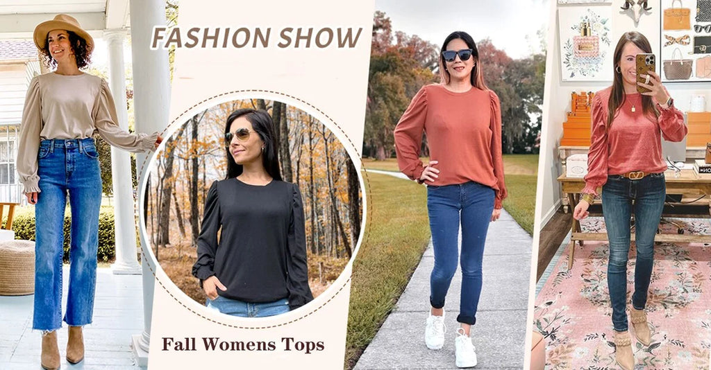 Blouses for Women Dressy Puff Sleeve Tunic Tops Casual Fall Shirts