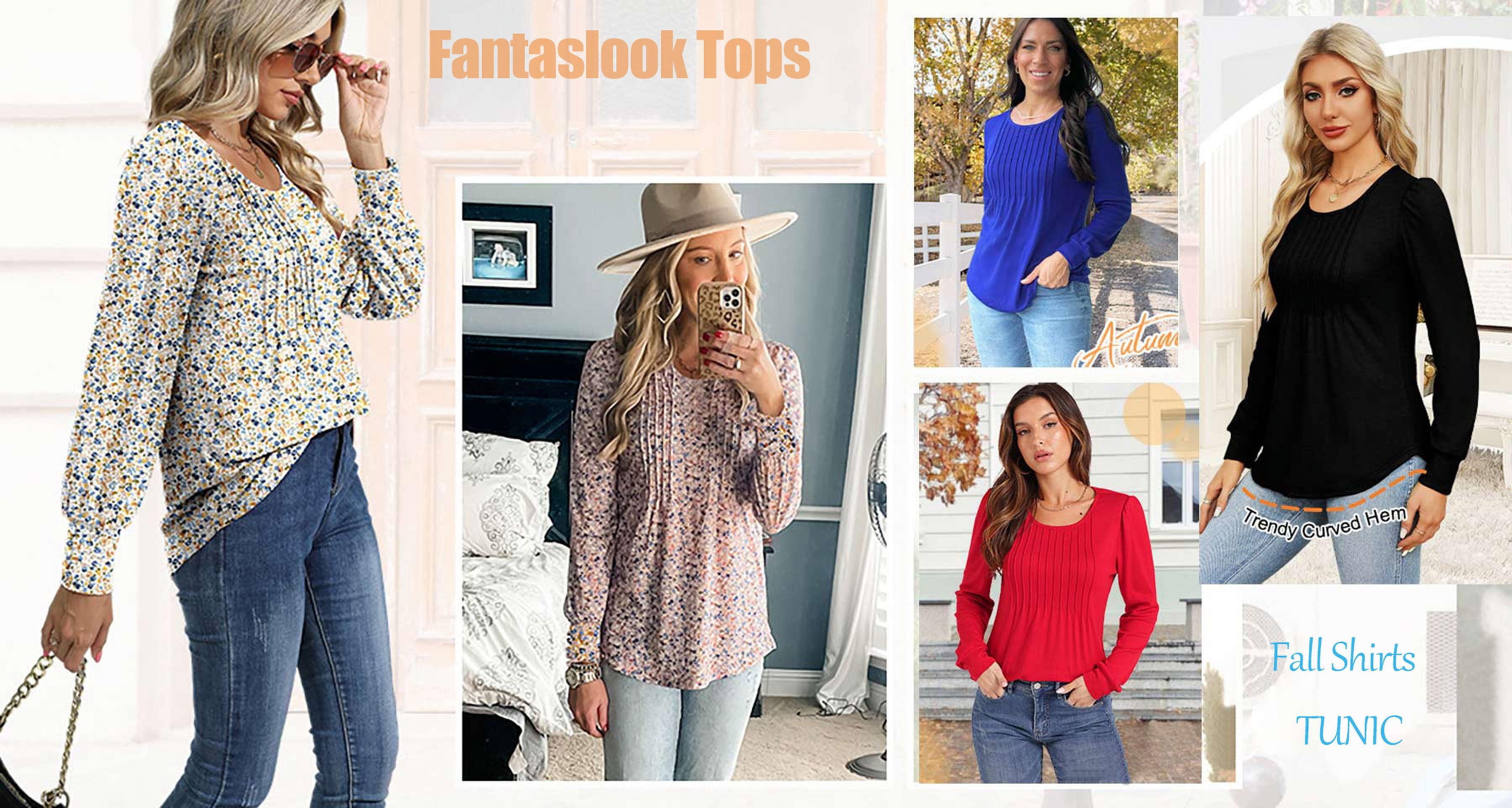 Pleated Blouses for Women Dressy Casual Long Sleeve Shirts Fall Tunic Tops