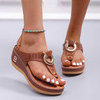 Mid-Wedge Women Orthopedic Sandals Casual Flat Shoes Flip Flops Ladies Anti-Slip