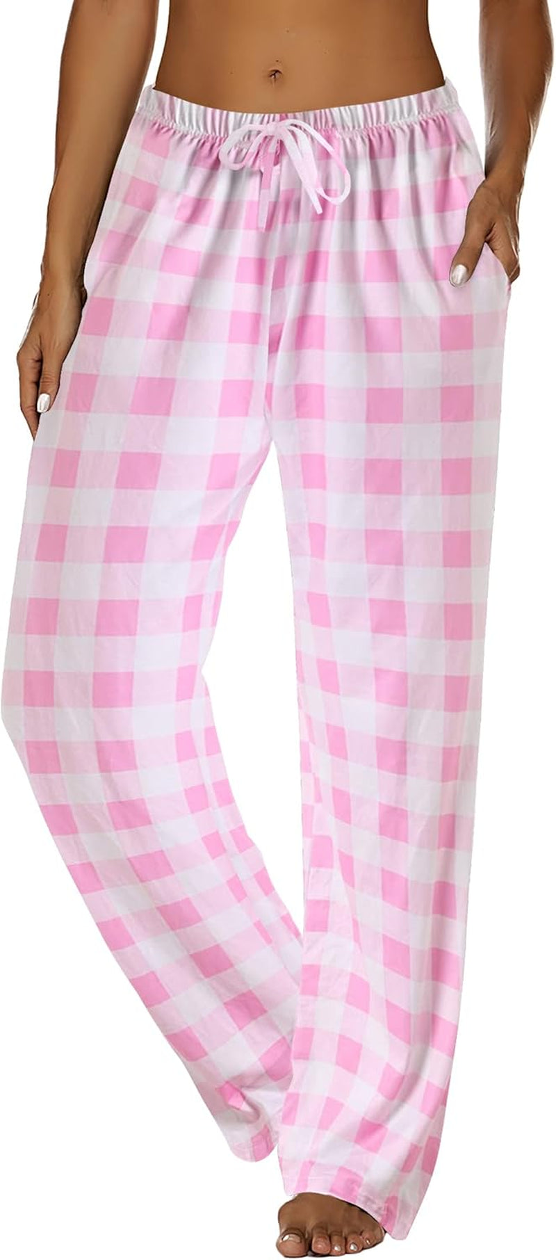 Women Pajama Pants Comfy Pj Bottom with Pockets Stretch Plaid Sleepwear