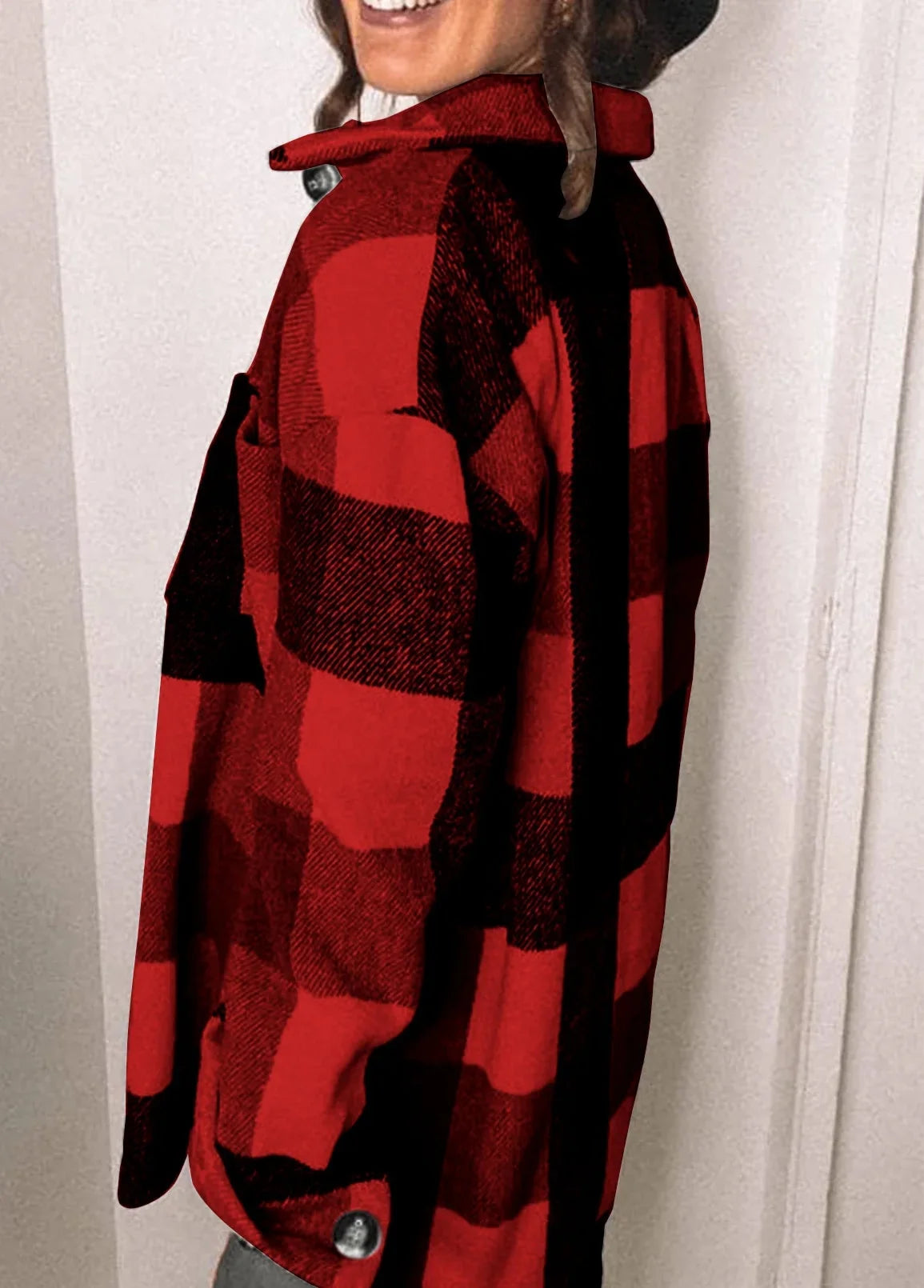 Womens Plaid Shirts Flannel Shacket Jacket Long Sleeve Button down Boyfriend Shirt Coats