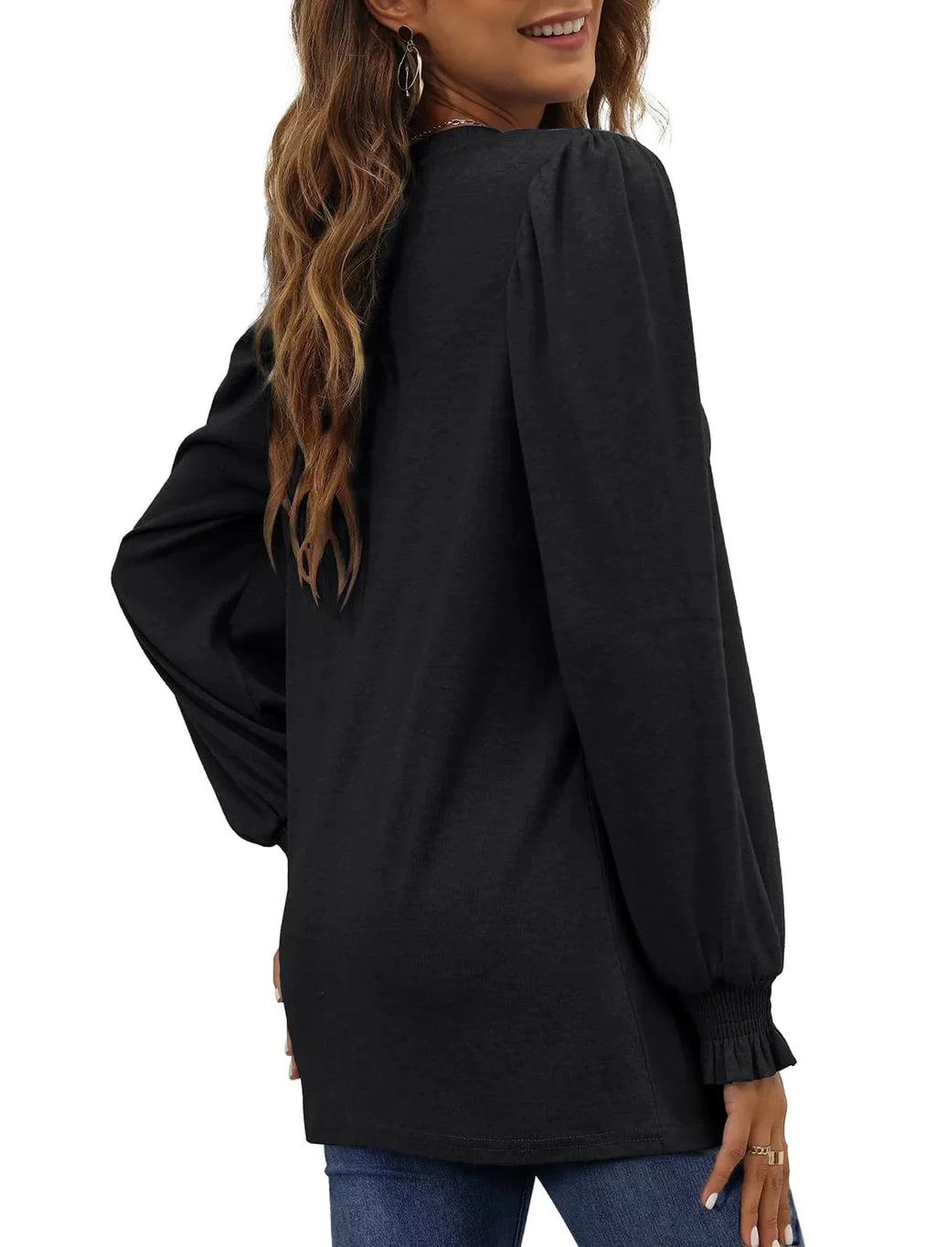 Blouses for Women Dressy Puff Sleeve Tunic Tops Casual Fall Shirts
