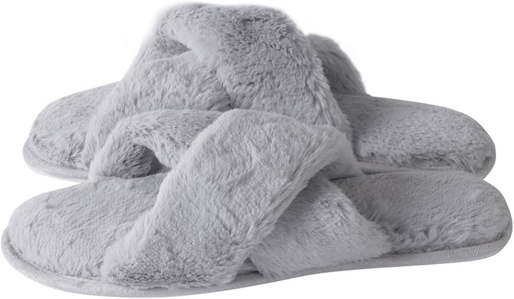 Cozy Slippers Women'S Light House Indoor Slippers Fuzzy Cross/Open Toe Slippers