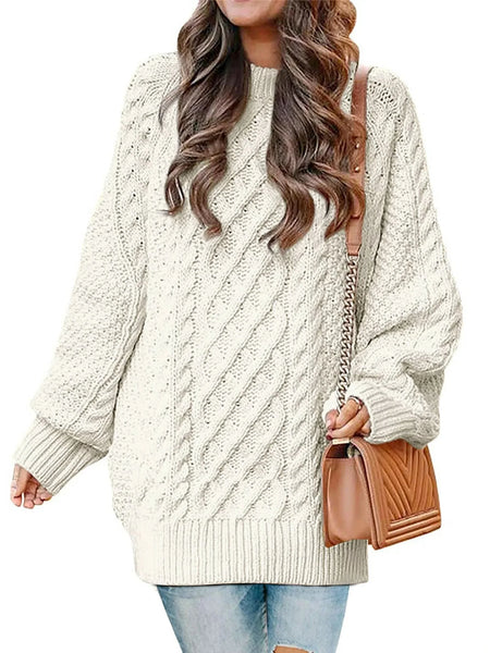 Oversized Sweaters for Ladies Cable Knit Chunky Pullover Sweater