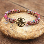 4Mm Beads Handmade Bracelet Tree of Life Charm Bracelets African Japser String Braided Bracelets Yoga Friendship Lover Bracelet