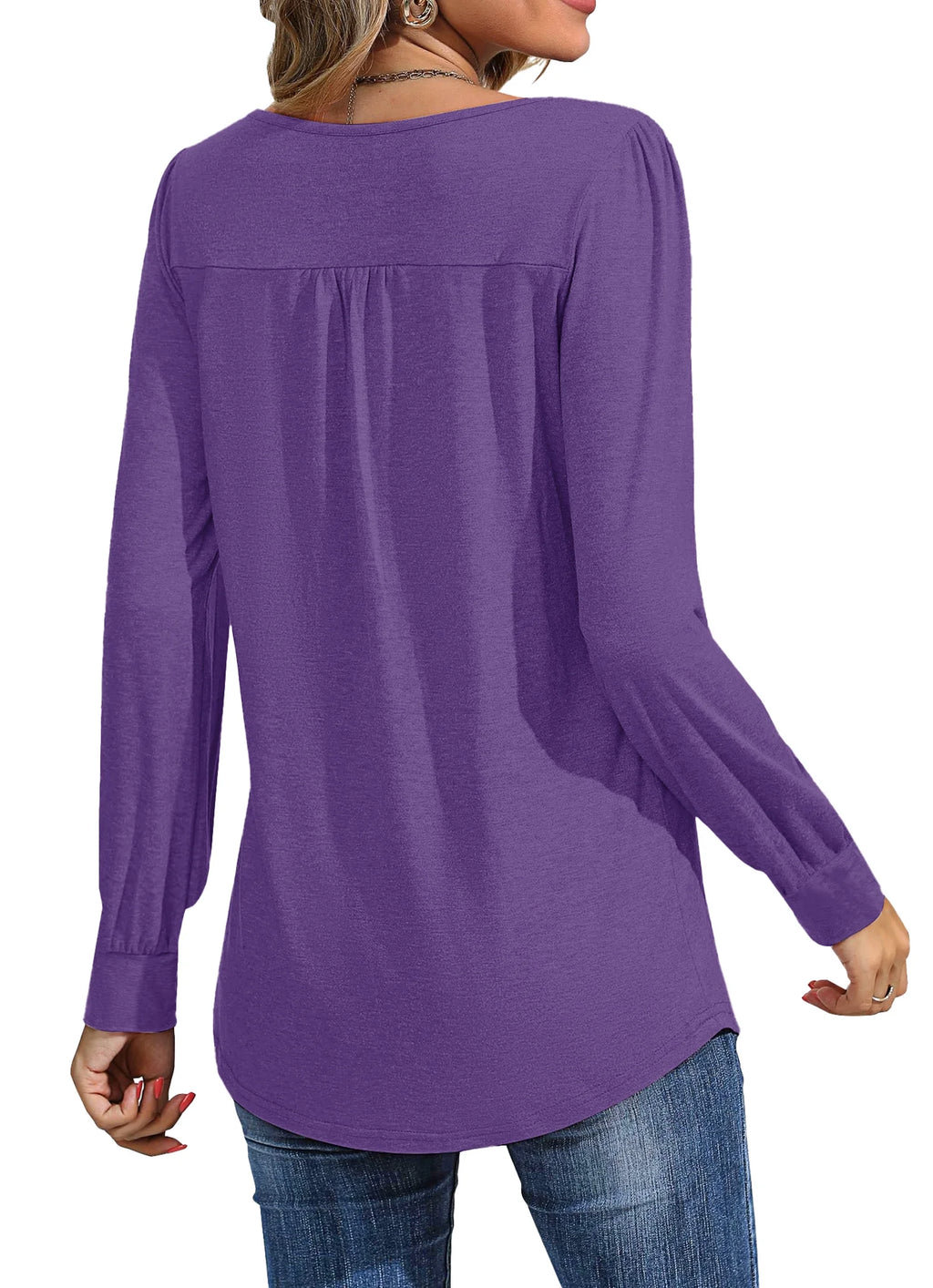Pleated Blouses for Women Dressy Casual Long Sleeve Shirts Fall Tunic Tops