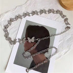 1Pc Fashionable Silvery Butterfly Belts for Woman Smooth Metal Chain Belts Summer Dress Belts