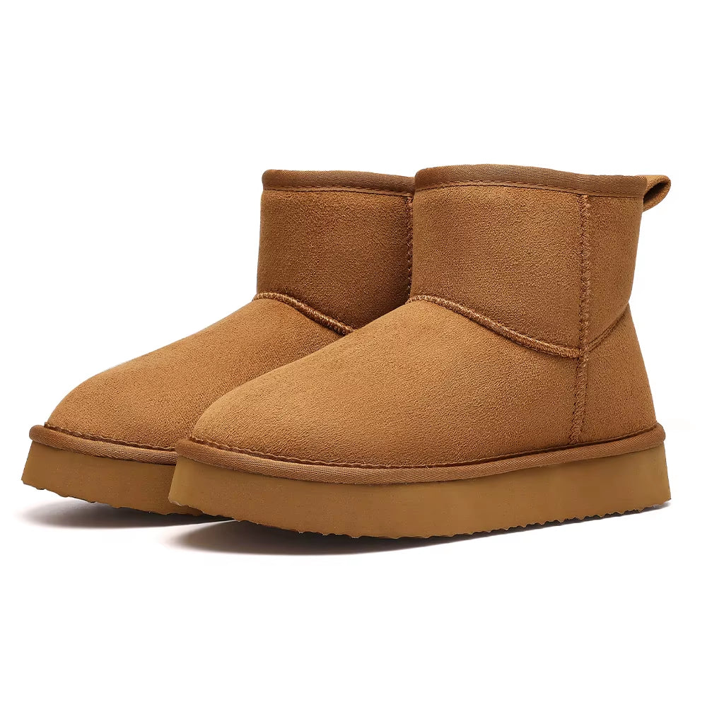 Smile Winter Trendy Snow Boots Women Warm Plush Snow Boots Waterproof and Non-Slip Mid-Top Thick Sole Snow Boots Fashion Boots