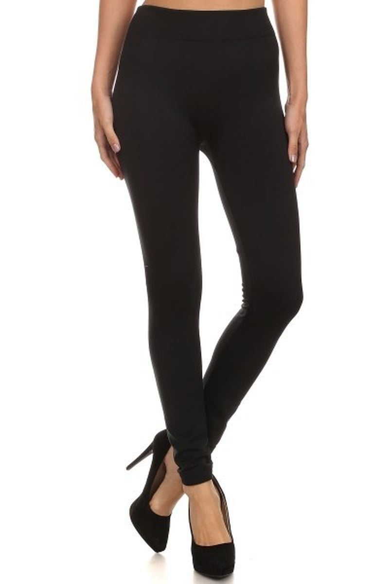 Warm FLEECE LINED LEGGINGS Thick Thermal Solid High Waisted Winter