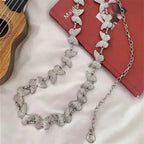 1Pc Fashionable Silvery Butterfly Belts for Woman Smooth Metal Chain Belts Summer Dress Belts