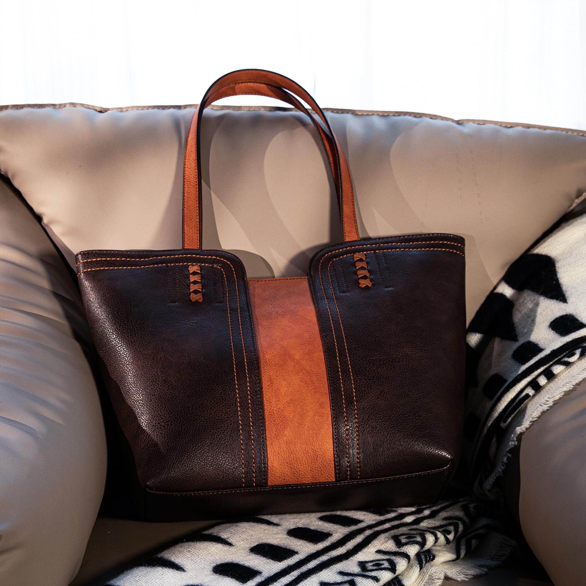 Women'S Oversized Hobo Tote Shoulder Satchel Bag, Orange Coffee