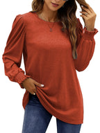 Blouses for Women Dressy Puff Sleeve Tunic Tops Casual Fall Shirts