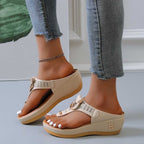 Mid-Wedge Women Orthopedic Sandals Casual Flat Shoes Flip Flops Ladies Anti-Slip
