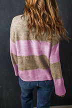 Renata Stripe Crew Neck Wide Sleeve Colorblock Swe