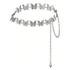 1Pc Fashionable Silvery Butterfly Belts for Woman Smooth Metal Chain Belts Summer Dress Belts