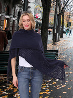 Knit Shawl Wrap for Women - Soul Young Ladies Fringe Knitted Poncho Cardigan Cape
